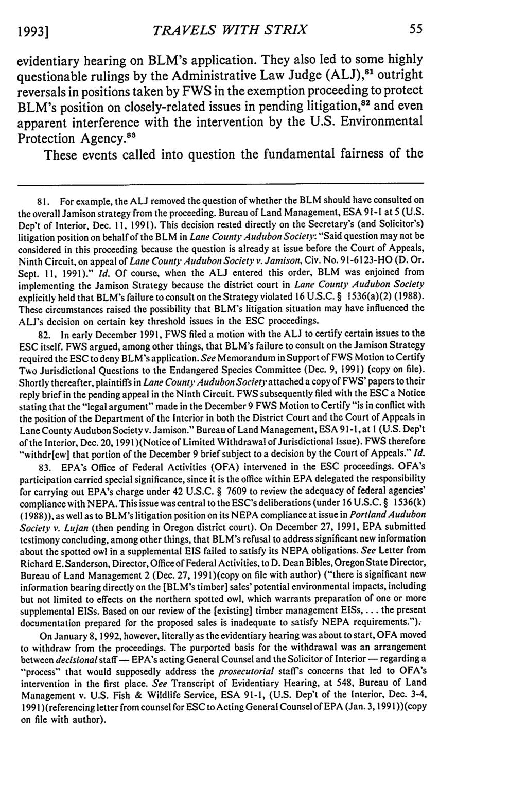 1993] TRAVELS WITH STRIX evidentiary hearing on BLM's application.