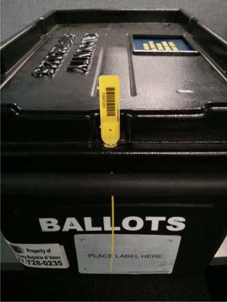 Setting-Up the Polling Place Precinct Ballot Reader (PBR) continued Before completing set-up of the PBR, attach the new yellow Ballot Box lock as shown below: A Insert yellow