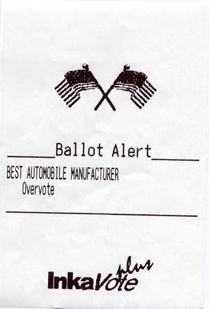 Assisting Voters Ballot Box Clerk Duties Ballot Alerts If a Ballot Alert screen message appears, a voter has either an Overvote or Blank Ballot.
