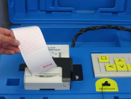 directions and ballot, and uses keypad to make selections.