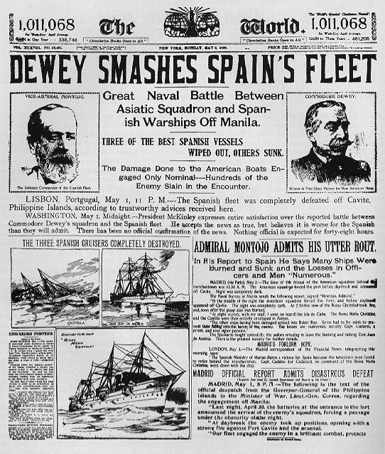SPANISH AMERICAN WAR Secretary of State John Hay referred to the war as a splendid little war George Dewey crushes the Spanish fleet in Manila Bay