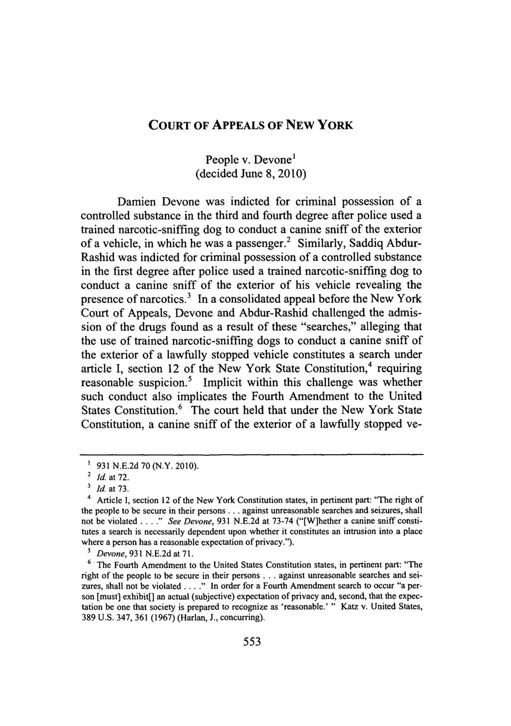Newman: Court of Appeals of New York: People v. Devone COURT OF APPEALS OF NEW YORK People v.