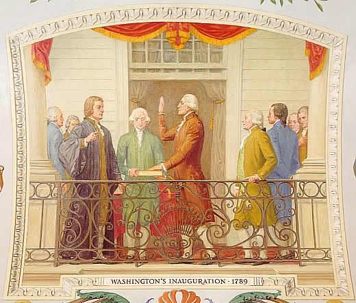 Washington s Cabinet Washington was sworn in on Wall Street, NYC, the temporary capital. John Adams was elected Vice President.