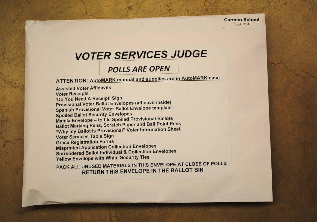 Pack Voter Services Judge Envelope Use list on