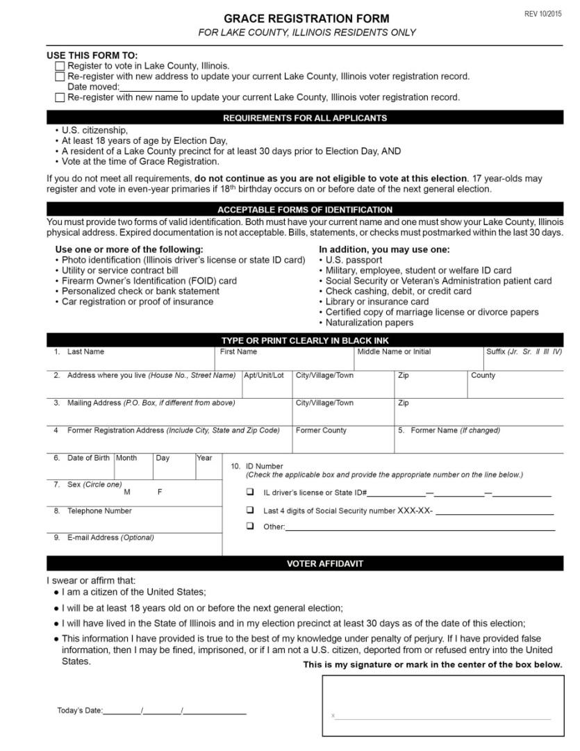 Required form for new or update to registrations
