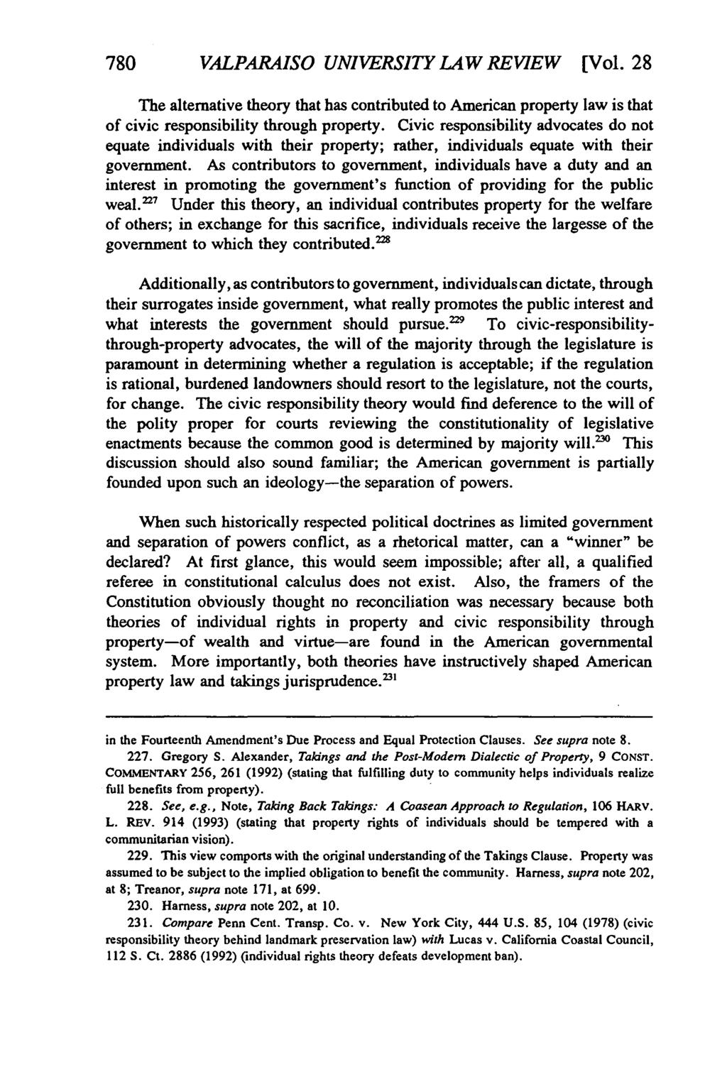 Valparaiso University Law Review, Vol. 28, No. 2 [1994], Art. 9 780 VALPARAISO UNIVERSITY LAW REVIEW [Vol.