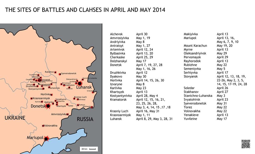Throughout April and May, attempts were made by the separatists to attack other places in the Donetsk and Luhansk regions, such as Amrosievka, Semenivka,
