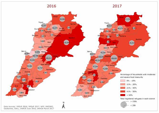 Vulnerability Assessment of Syrian Refugees in Lebanon 2017 83 Food insecurity trends 2013-2017 Results of the analysis show that in the past year the overall situation was stable, with an increase