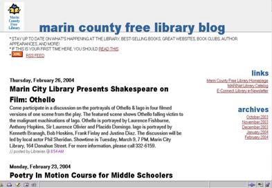 Planning Your Library Blog Components of a Blog sequential entries most recent on top updated