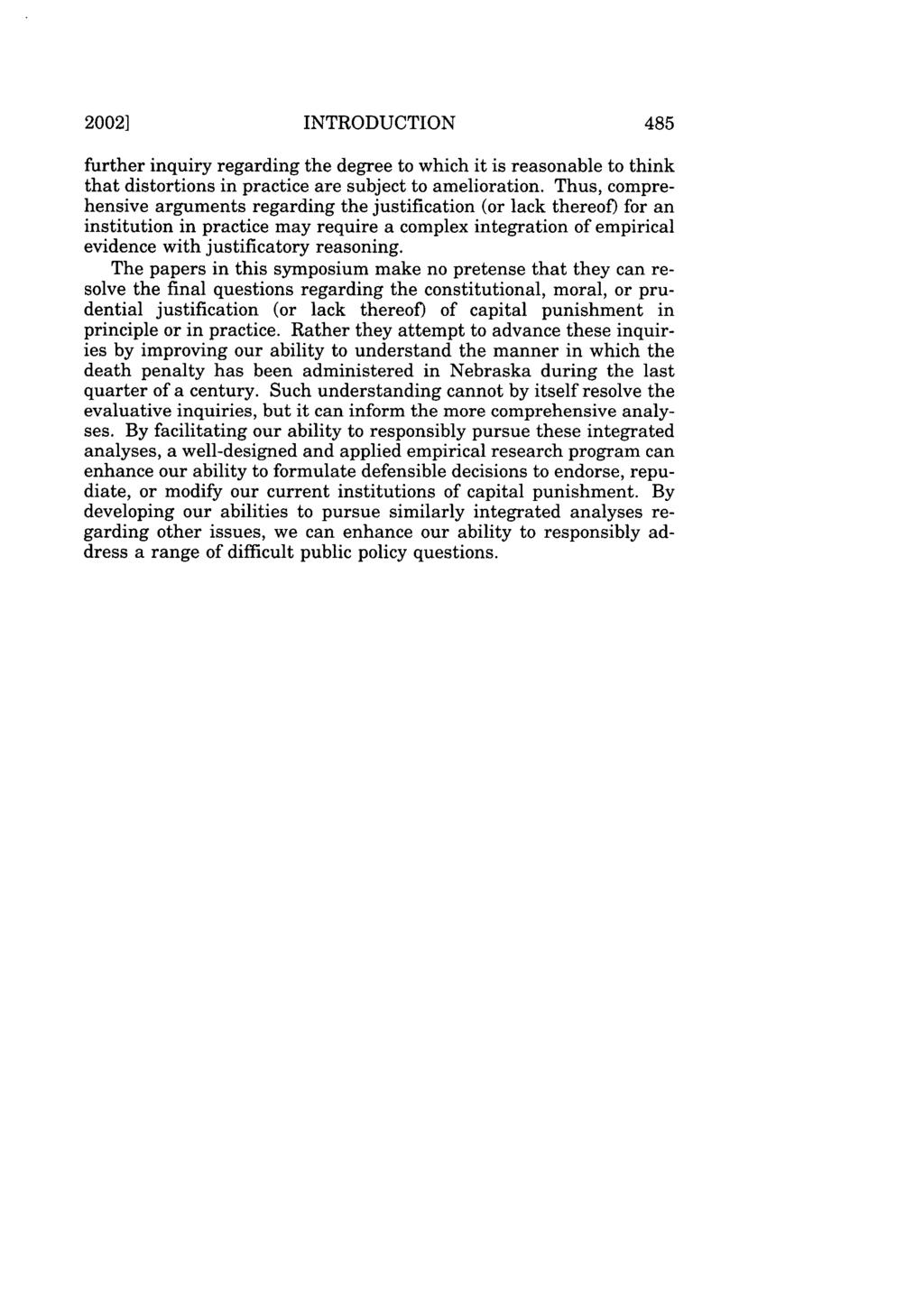 2002] INTRODUCTION further inquiry regarding the degree to which it is reasonable to think that distortions in practice are subject to amelioration.