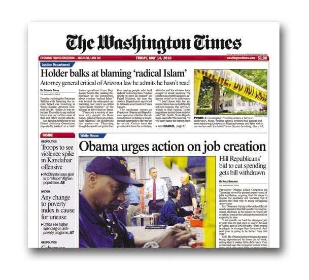 Print: The Washington Times DAILY newspaper The Washington Times offers clients a Monday-Friday print solution to their promotional needs in our broadsheet newspaper Demographics: Male: 65% Age 45+: