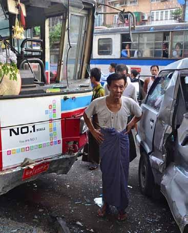 11 news the MyanMar times January 7-13, 2013 Speed, brake failure blamed for bus smash By Htoo Aung A COMBINATION of rash driving and brake failure has been blamed for a nine-vehicle accident that
