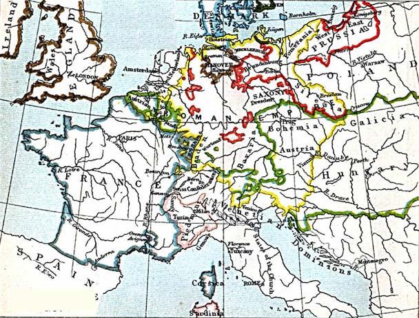 Europe in the 1780s yellow=holy Roman Empire
