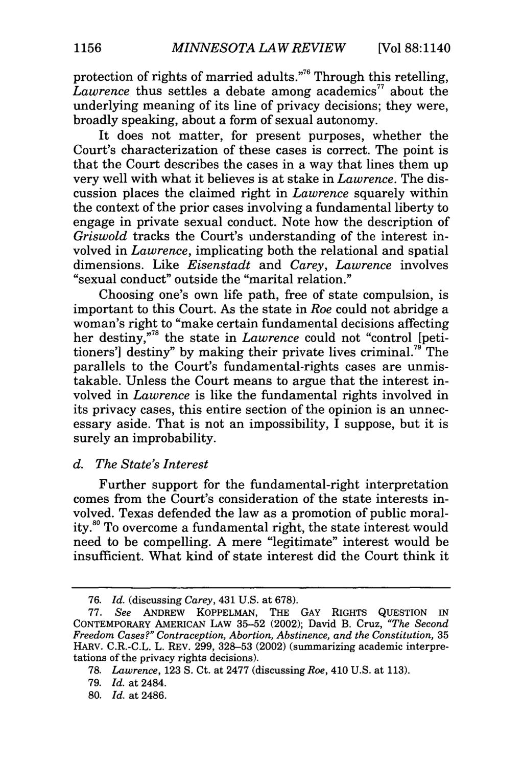 1156 MINNESOTA LAW REVIEW [Vol 88:1140 protection of rights of married adults.