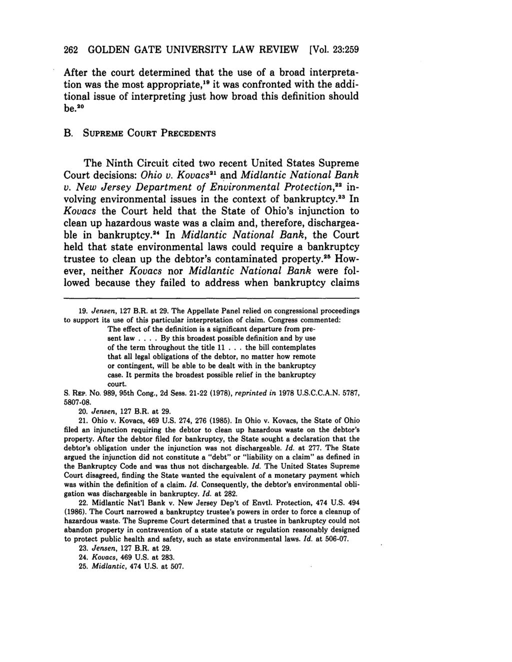 Golden Gate University Law Review, Vol. 23, Iss. 1 [1993], Art. 17 262 GOLDEN GATE UNIVERSITY LAW REVIEW [Vol.
