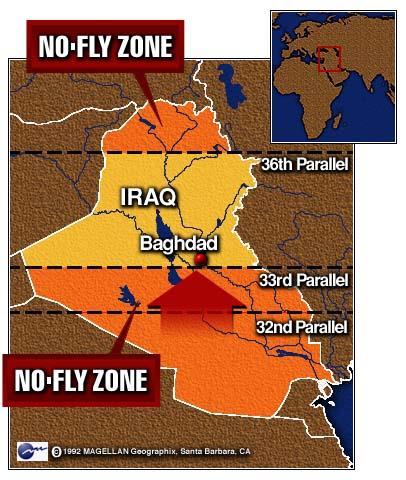 UN monitoring Saddam Hussein s actions creates No Fly Zones in Iraq (British/American