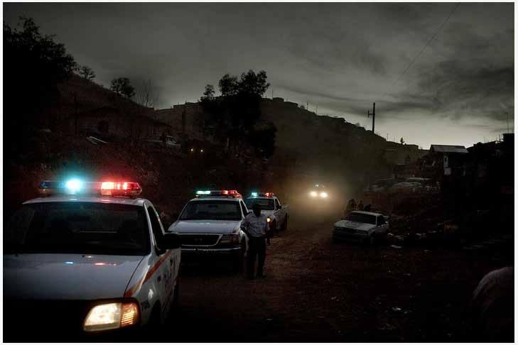 David Rochkind Police in Nogales, Sonora perform a security sweep in the poor neighborhoods of the city looking for drug dealers and drug users.