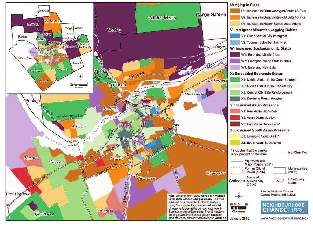 MAP 3: Ottawa - Gatineau CMA Typology of Neighbourhoods by Census Tracts based