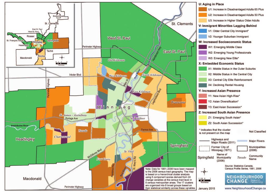 MAP 6: Winnipeg CMA Typology of Neighbourhoods by Census Tracts based