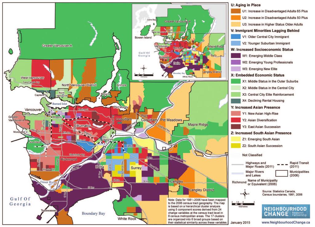 MAP 8: Vancouver CMA Typology of Neighbourhoods by Census Tracts based