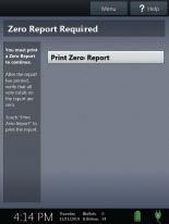Final Set-Up of the Touch Writer When powered on the Touch Writer will land at the Print Zero Report screen. Press Print Zero Report.