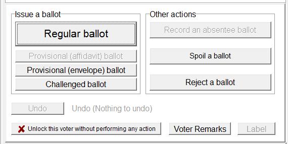 Unlisted Voters (Cont d) Issue a Ballot To issue a ballot to an unlisted voter, proceed as follows: You should still be in the Unlisted tab.