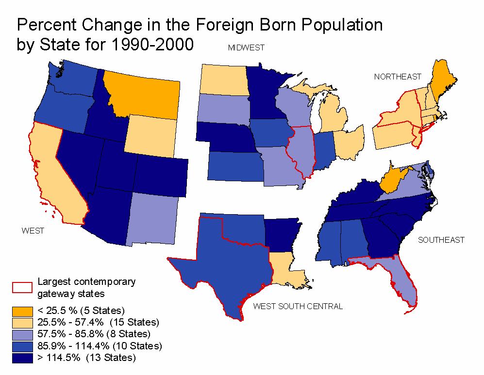 Many states are being transformed by immigration From