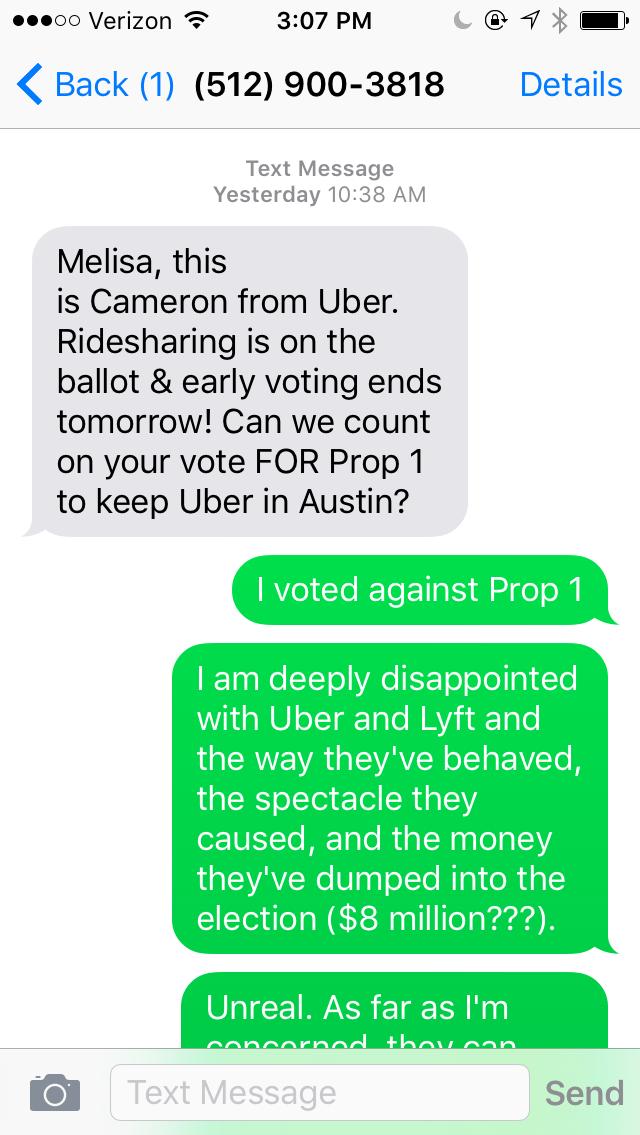 Case 1:16-cv-00544-SS Document 1 Filed 05/04/16 Page 6 of 18 promote its support of Prop 1, Uber and Lyft have spent an estimated $8.1 million backing the Prop 1 measure.