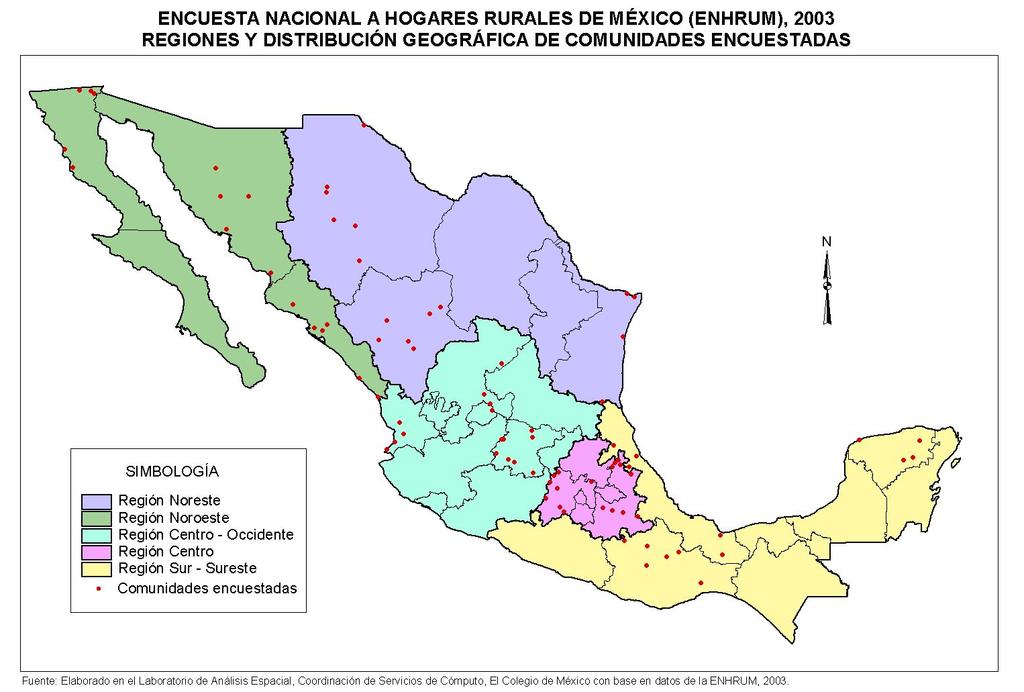 Distribución regional de la ENHRUM I 14 regional universities