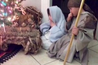 nice touch of dressing up as Mary and Joseph.