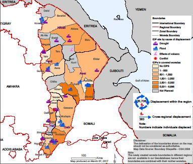 AFAR REGION - KEY FINDINGS DISPLACEMENT TRACKING MATRIX (DTM) AFAR REGION, ETHIOPIA ROUND III: JANUARY FEBRUARY 2017 Published: 8 Mar 2017 LOCATION AND CAUSE OF DISPLACEMENT: 36,089 displaced