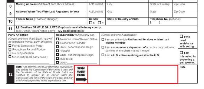 Voter s date of birth. Box 5. Valid Florida Driver License number or Florida Identification Card number.