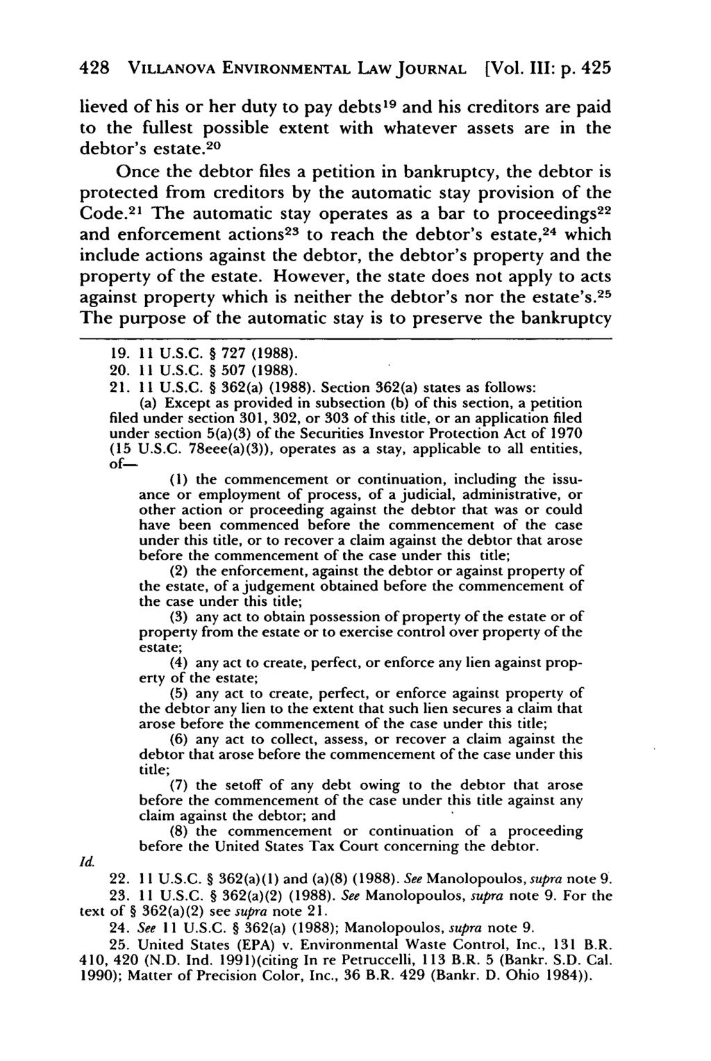 Villanova Environmental Law Journal, Vol. 3, Iss. 2 [1992], Art. 7 428 VILLANOVA ENVIRONMENTAL LAW JOURNAL [Vol. III: p.