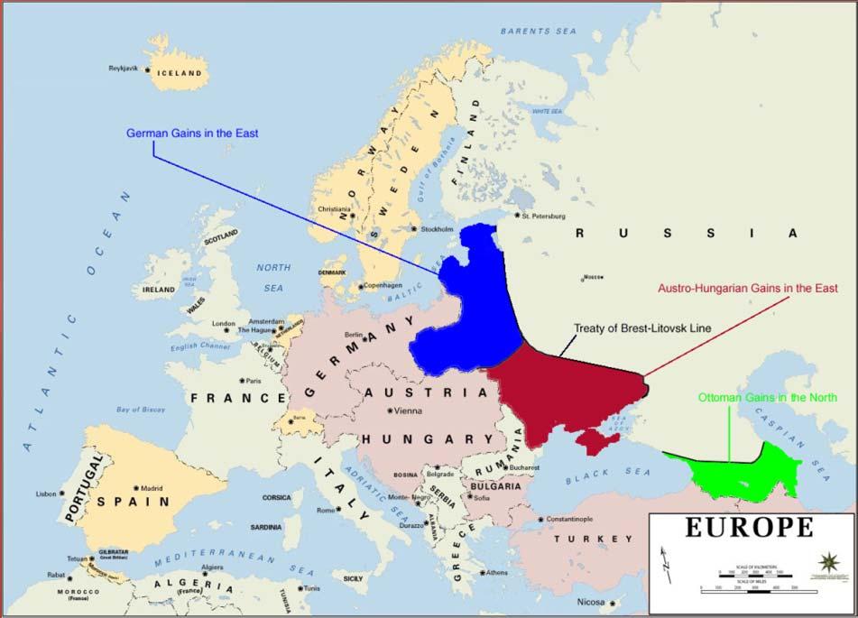 Russia pulls out of World War I Treaty of Brest-Litovsk Gave up