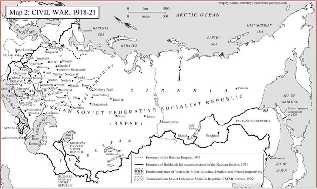 Civil War, between Bolshevik ( red )