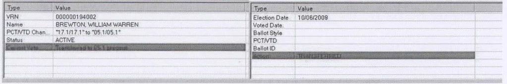 Click the Transfer button to print the Election Day Transfer form and log