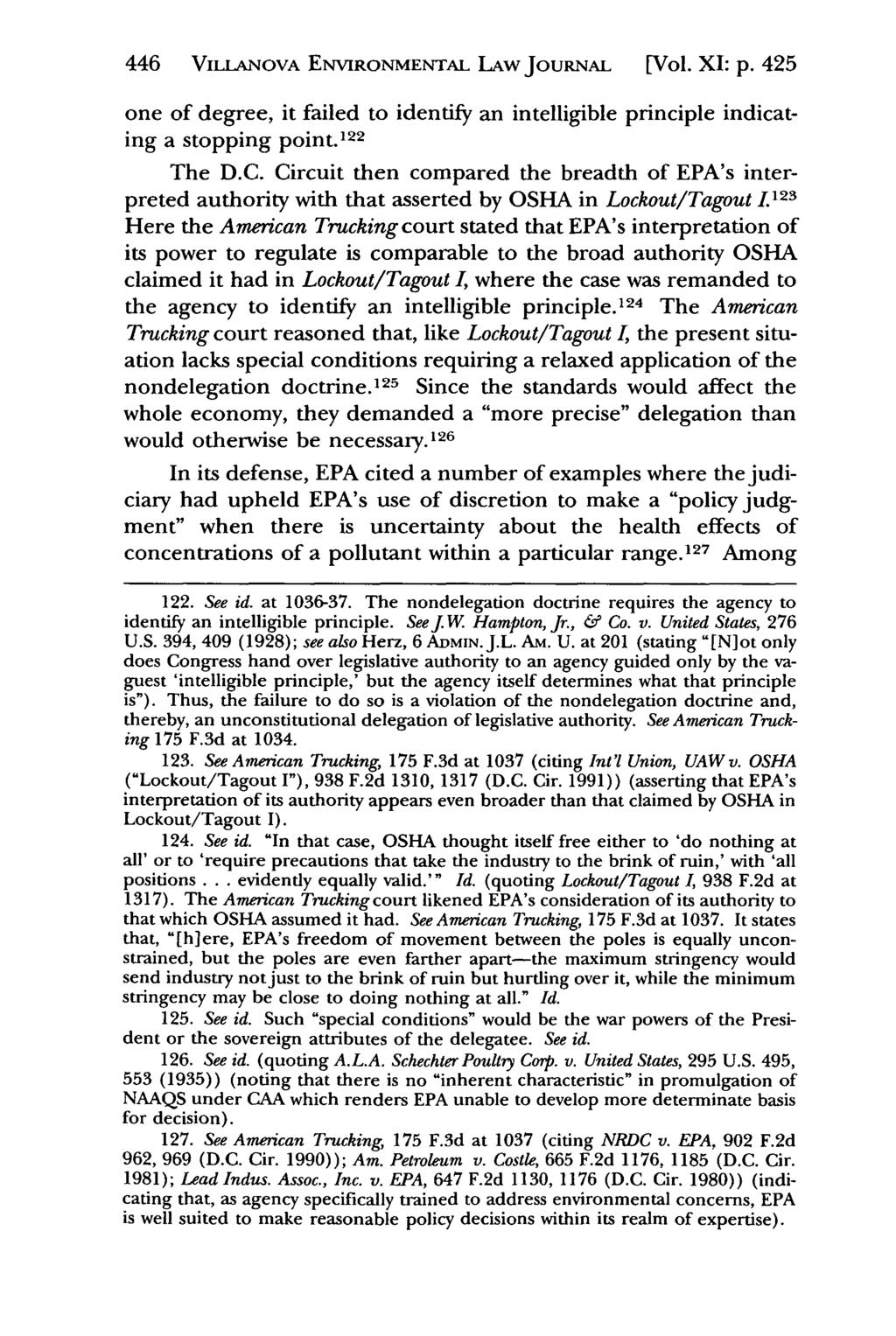 Villanova Environmental Law Journal, Vol. 11, Iss. 2 [2000], Art. 4 446 VILLANovA ENVIRONMENTAL LAw JouRNAL [Vol. XI: p.