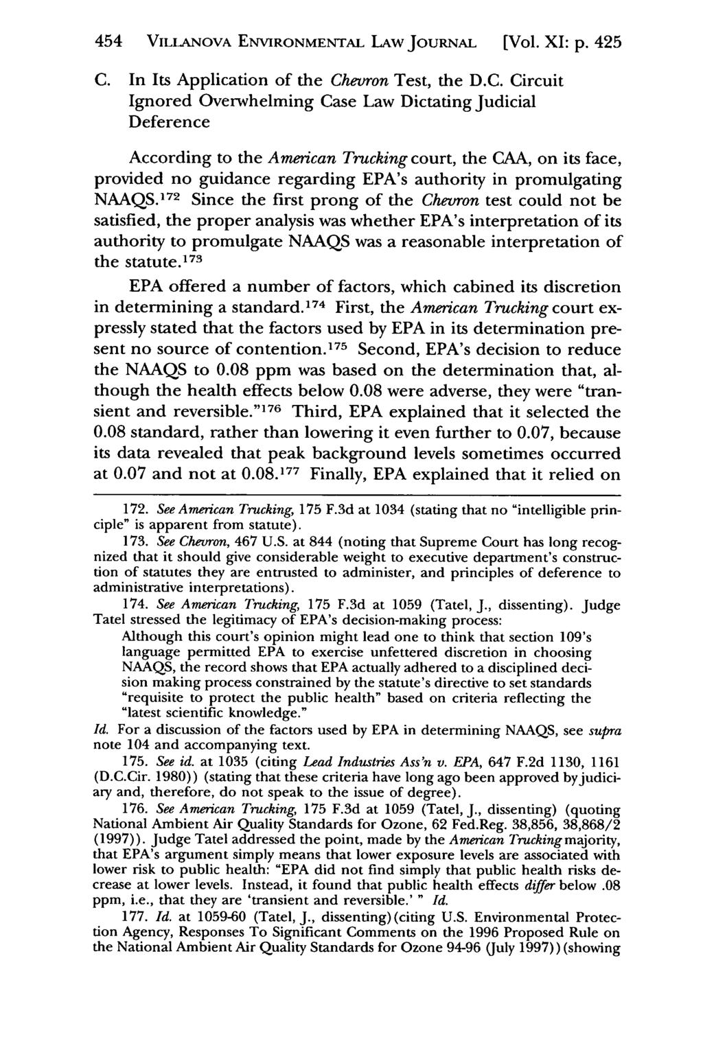 454 ViwLANovA Villanova Environmental ENVIRONMENTAL Law Journal, LAW Vol. 11, JOURNAL Iss. 2 [2000], Art. [Vol. 4 XI: p. 425 C.