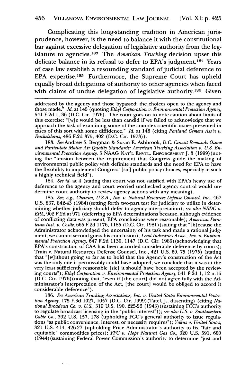 Villanova Environmental Law Journal, Vol. 11, Iss. 2 [2000], Art. 4 456 VILLANOVA ENVIRONMENTAL LAW JouRNAL [Vol. XI: p.