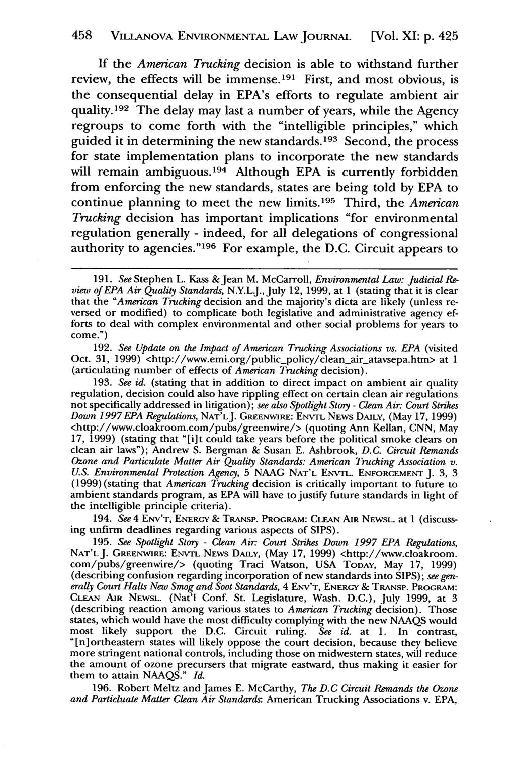 Villanova Environmental Law Journal, Vol. 11, Iss. 2 [2000], Art. 4 458 VILIANOVA ENVIRONMENTAL LAw JouRNAL [Vol. XI: p.