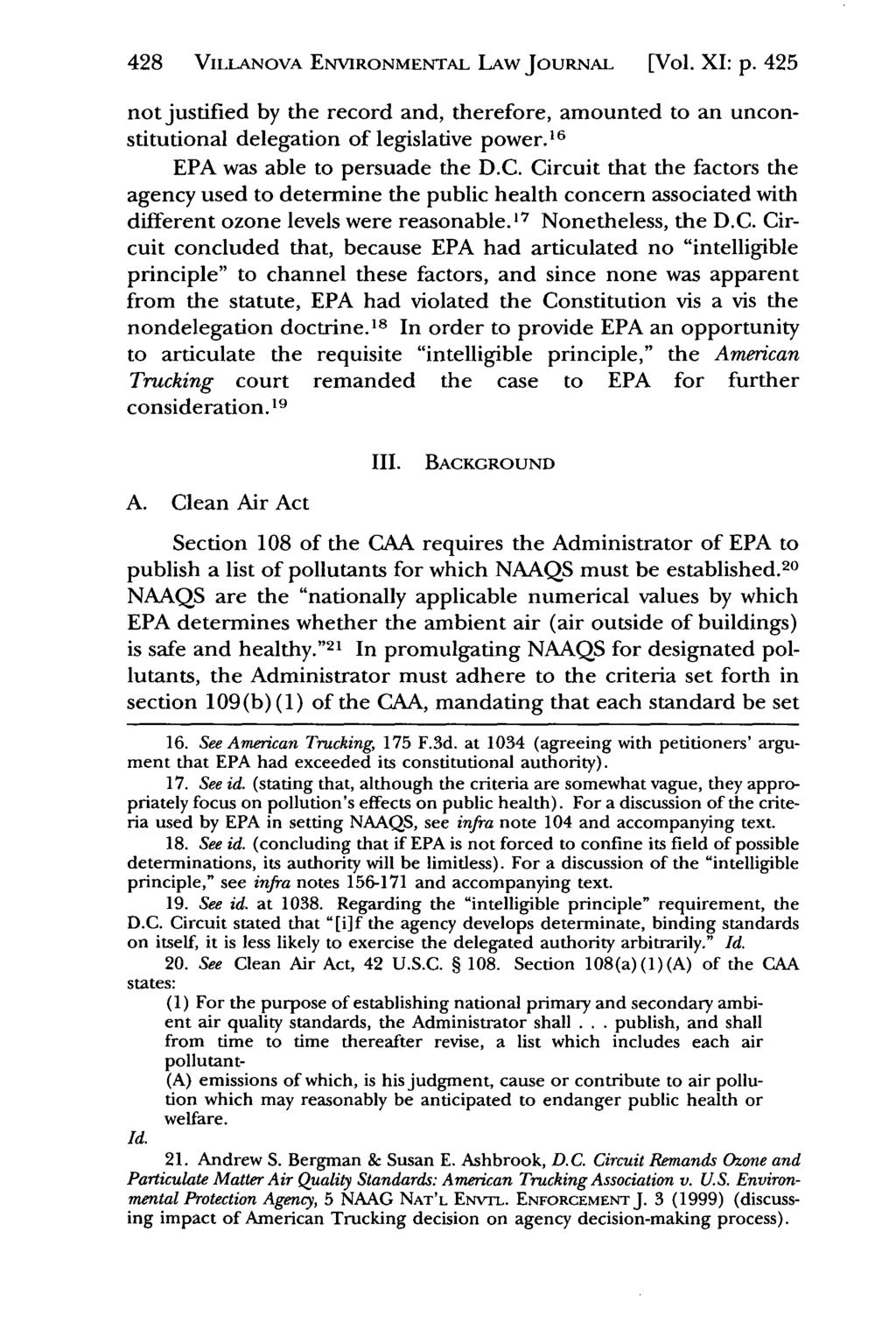 Villanova Environmental Law Journal, Vol. 11, Iss. 2 [2000], Art. 4 428 VILLANOvA ENVIRONMENTAL LAW JouRNAL [Vol. XI: p.