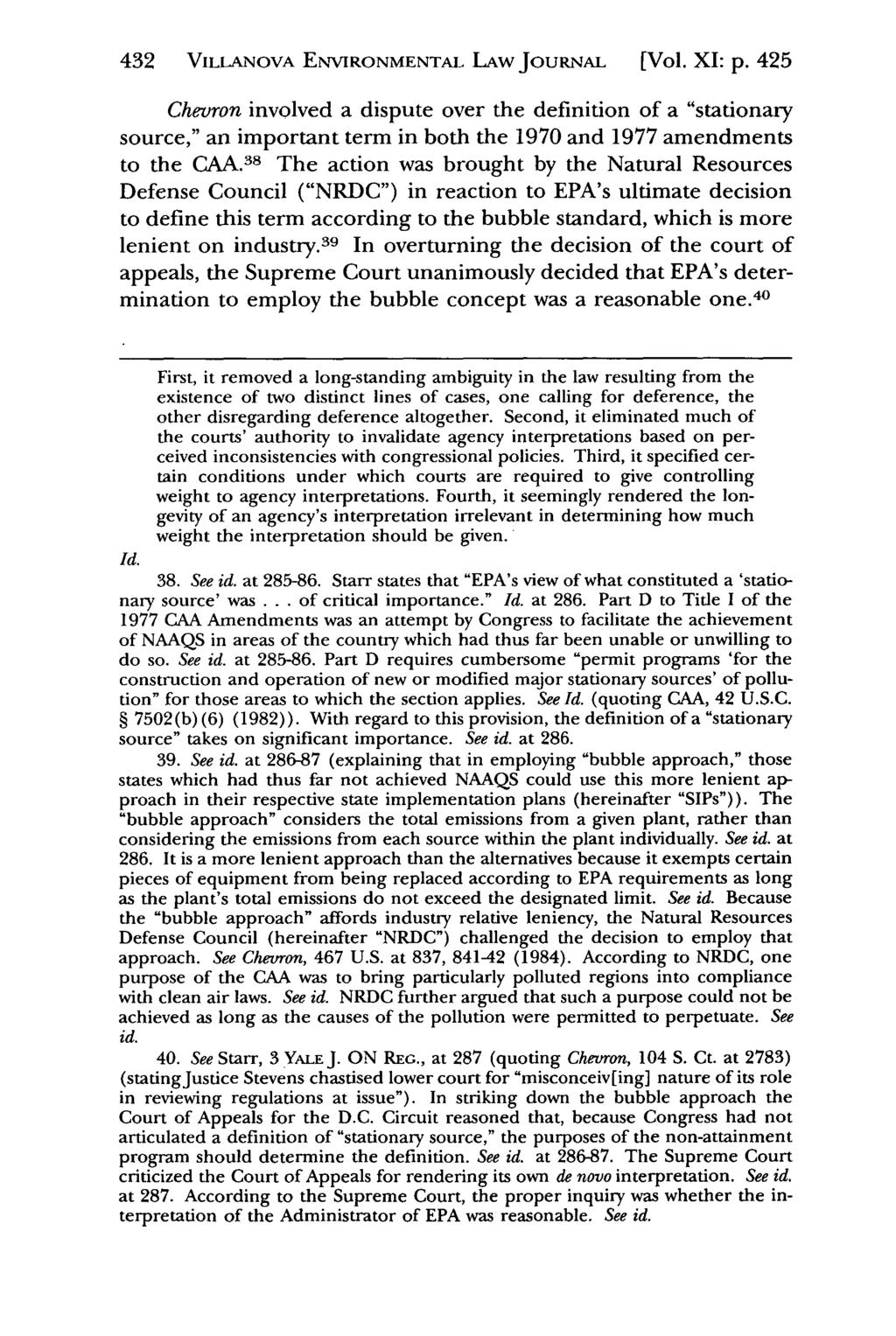 Villanova Environmental Law Journal, Vol. 11, Iss. 2 [2000], Art. 4 432 VILLANOVA ENVIRONMENTAL LAW JouRNAL [Vol. XI: p.