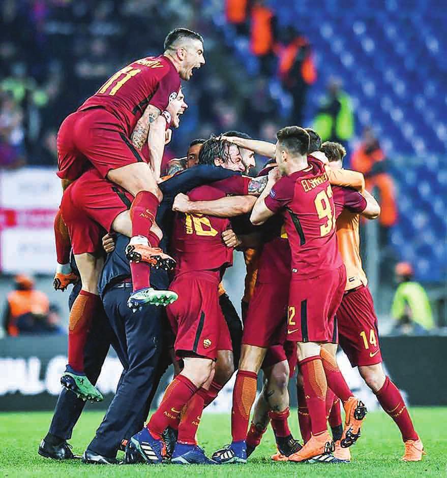 16 SPORT 12 APRIL 2018 Roma dreaming of Kiev after magical recovery against Barcelona ROME Roma have their sights on Kiev and the Champions League final after completing a miracle comeback against