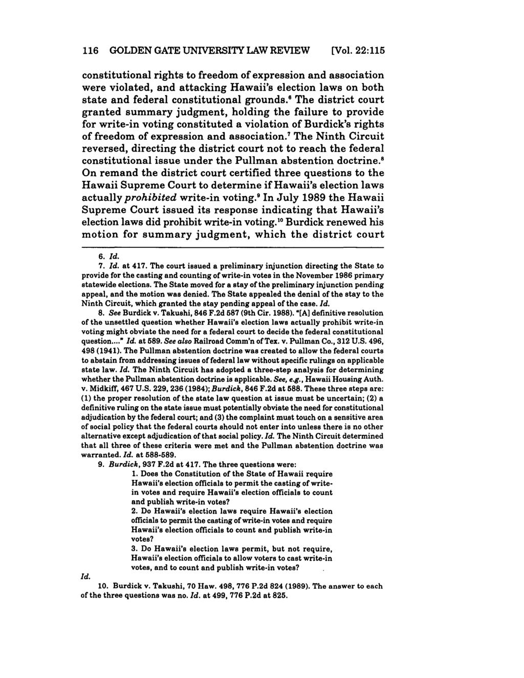 Golden Gate University Law Review, Vol. 22, Iss. 1 [1992], Art. 11 116 GOLDEN GATE UNIVERSITY LAW REVIEW [Vol.