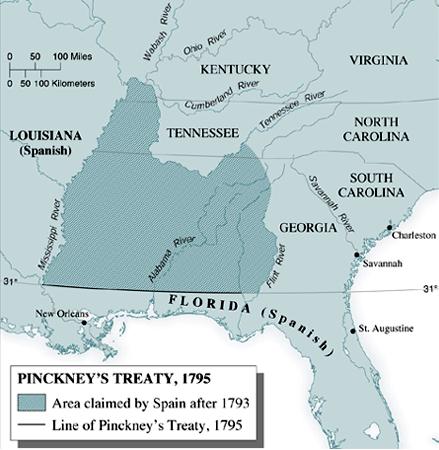 TREATY WITH SPAIN US wanted to: secure the land west of the Appalachian Mountains gain access to the Mississippi River US tried to make a treaty with Spain, (held FL and Louisiana Territory) October