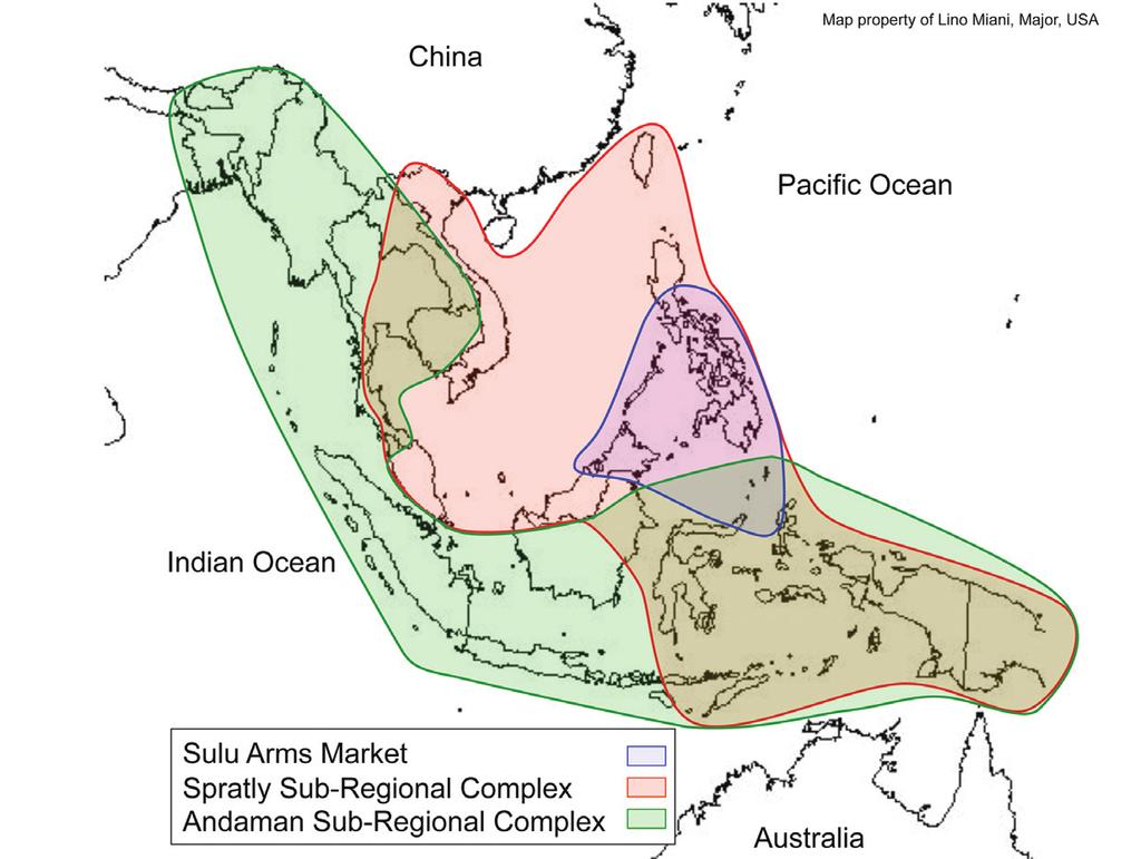 FIGURE 2.3 The Southeast Asian Regional Market Complex and its Sub-complexes Note the distinct divide that runs along the Malayan Peninsula.