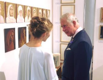 Prince Charles tours Rohingya painting exhibition in London Prince Charles speaking to Hannah Paintings of Rohingya and Yazidi women Hannah Rose paints portraits of people she encounters on her