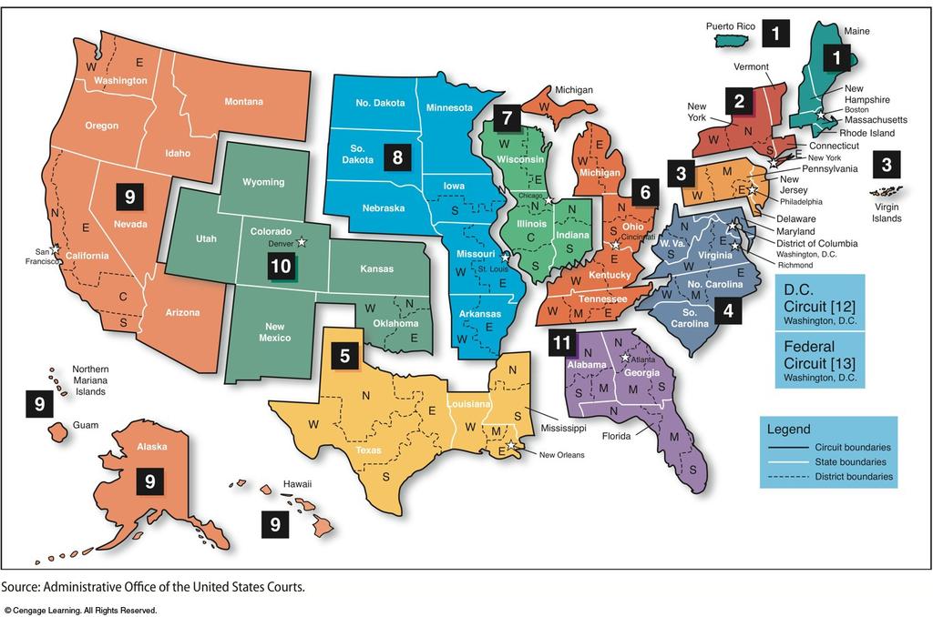 Geographic Boundaries of Federal District Courts and U.
