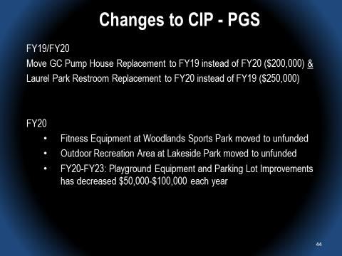 Page 17 of 22 FY 19 Budget Work Session Minutes of June 5, 2018 Hollingsworth moved and Alderman Thomas seconded the motion to change the Golf Course Pump House Replacement to FY18 instead of FY20;