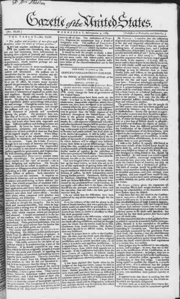 The Federalists newspaper was the Gazette of the United States.